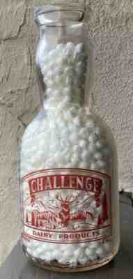 Challenge Dairy Products California Embossed Pyro Cream Top Milk Bottle RARE