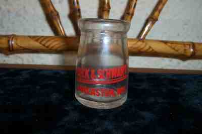 VINTAGE BECK & SCHWARTZ  DAIRY  MINI CREAM  BOTTLE  LANCASTER, WISCONSIN