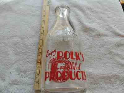 Vintage 1892 Gramos Polk's Milk Bottle Half Gallon Indianapolis Cow Advertising