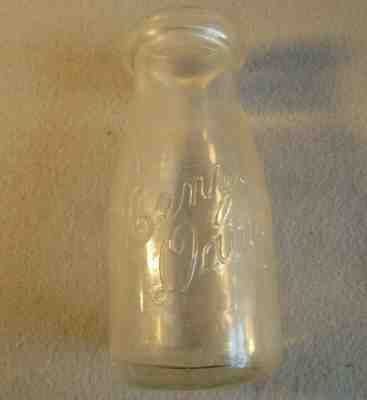 Glass Milk Bottle Menzie Dairy Co., McKeesport PA Half Pint Vintage