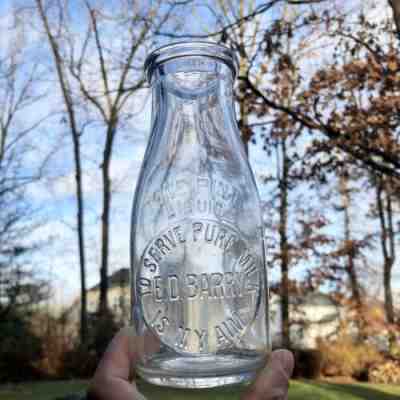 Pt Milk Bottle E D Barry West Chester PA To Serve Pure Milk Is My Aim Rare Early