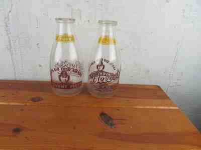  Milk Bottles 2 Beebe's Dairy Norwichtown, CT 2-Color Fireman 1943 Prevent Fires