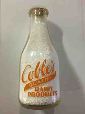 Coble's Dairy Quart Milk Bottle Lexington, NC Davidson County Cottage Cheese ACL