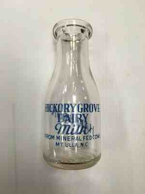 Hickory Grove Dairy Mt. Ulla, NC Pint Milk Bottle Rowan County Iredell  Harrison