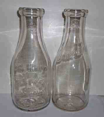 Snee Bros. Pure Milk & Cream Clairton PA. Embossed 2 Different Quart Set