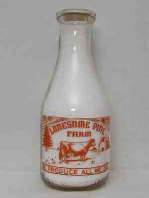 RPQ Milk Bottle Lonesome Pine Farm Johnson Dairy Cumberland RI PROVIDENCE COUNTY