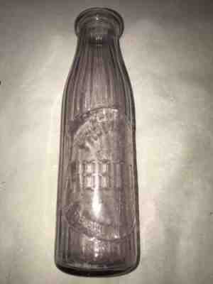 ABBOTTS ALDERNEY DAIRIES- VIOLET/PURPLE ONE PINT MILK BOTTLE - VINTAGE EMBOSSED