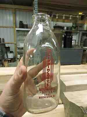 TSPQ Milk Bottle Lippincotts Dairy, East Rochester, OH., Glass, Quart, (L)