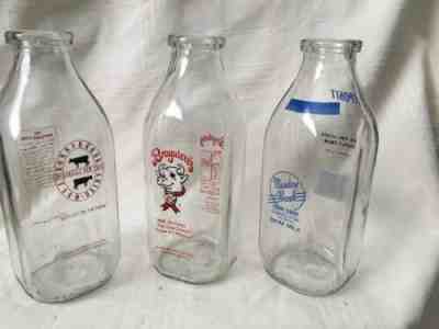 3 Quart Milk Bottles Broguieres California Ronnybrook Meadow Brook New York