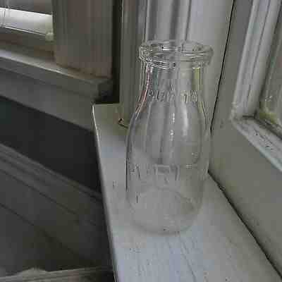 Vintage Puritan Dairy Half Pint Glass Embossed Milk Cream Bottle,Perth Amboy,NJ