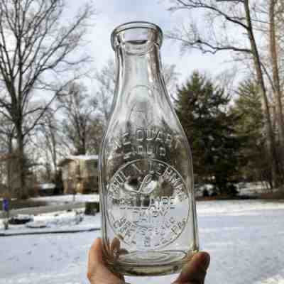 Qt Milk Bottle Paul N Lehman Bellaire Dairy Carlisle PA Emb Early Cumberland Co