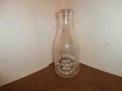 O.F.Brown Quart milk bottle, Shamokin, Pa Paxinos, Treverton, RARE