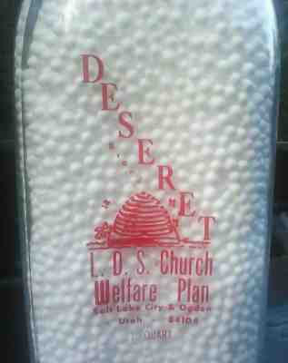 VINTAGE Milk Bottle DESERET Mormon LDS OGDEN SALT LAKE CITY UTAH Glass 1 Quart 