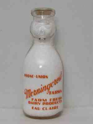 TRPQCT Milk Bottle Morningcrest Farm Dairy Eau Claire WI COP THE CREAM TOP WHIPS