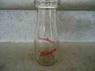 VINTAGE  BORDEN BOULEVARD  ONE THIRD QUART MILK BOTTLE DATED 1945