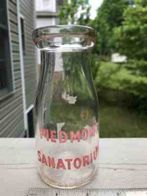 Piedmont Sanatorium African American  History Tuberculosis Hospital Milk Bottle