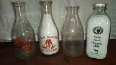 LOT of 4 Glass Milk Bottles Quart sized ALL from State of Pennsylvania NICE!