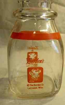 Borden half pint glass milk bottle - vintage LaCrosse WI.  Elsie