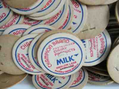 700 Old Vintage Champion Brand Dairy Products Milk Caps Creamer Size Pictou NS