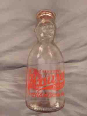 Rare Vintage Maurer’s Dairy Baby Face Milk Bottle Qt. Shamokin PA