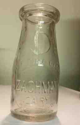 Scarce Bucyrus Ohio ZACHMAN DAIRY 1/2 Pt Milk Bottle Galion Mansfield Shelby OH