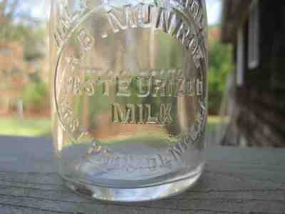 Embossed A.B. Munroe Half Pint Milk Bottle East Providence R.I. Rhode Island