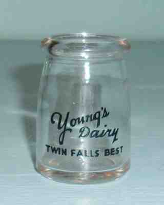 Vintage Young's Dairy Twin Falls Idaho Glass Single Serving Cream Bottle