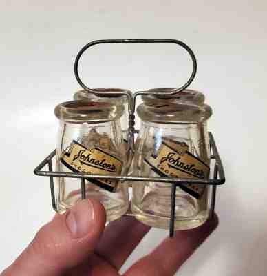 1910 Johnston's Chocolate Milk Salesman Sample Miniature Bottle Candy Containers