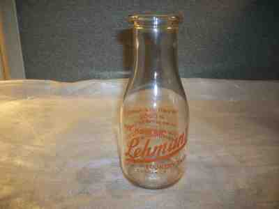 Carlisle, Pa. Lehman Country Dairy Pint Pyro Paint Milk Bottle