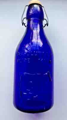 Vintage Thatcher's Dairy Bottle Patent 1884 One Quart Cobalt Blue1965 Italy Milk