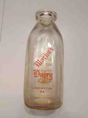 Martin's Dairy One quart Milk Bottle Lancaster Pennsylvania 