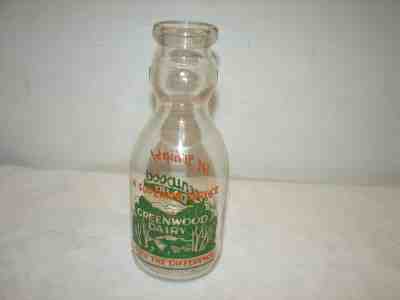 vintage Milk Bottle Quart COP the Cream Top Greenwood dairy Worcester Mass Pyro 