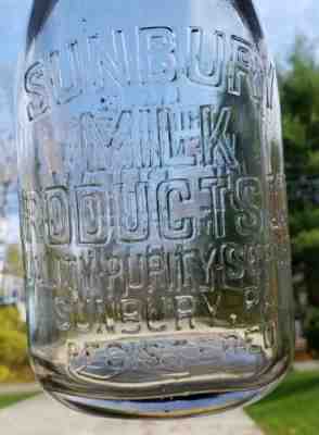 ANTIQUE VINTAGE EMBOSSED MILK BOTTLE SUNBURY SUNBURY PA POLAR WAVE ICE CREAM