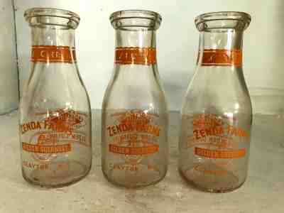 Vintage Milk Bottles -Zenda Farms, Clayton, N.Y. - Lot of 44