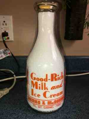 TRPQ MOUNT MT. CARMEL PA CENTRALIA GOODRICH SHIMKO & McDONNELL MILK BOTTLE