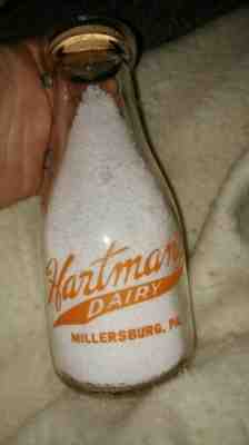 Vintage Hartman's dairy Millersburg PA Milk Bottle 1947 pint 