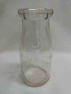 Connecticut State College Storrs, Conn. Half Pint Embossed Round Milk Bottle