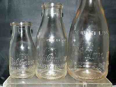 Rare SET of 3 Biltmore Dairy Milk Bottles Asheville NC Quart ~ Pint ~ 1/2 Pint