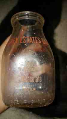 Vintage PA 1956 Half Pint chocolate Milk Bottle Hershey Estates Dairy 