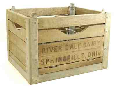 1950s/60s Riverdale Dairy Springfield Ohio Wood Milk Bottle Crate Box Carrier