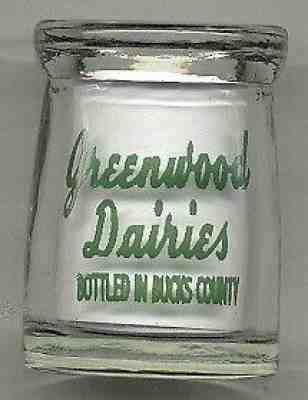 A Lot of 5 Greenwood Dairies Bottled In Bucks County 3/4 oz. Creamer Bottle