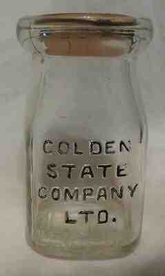 Golden State Company Ltd. Embossed, ¼ pint Blake-Hart square milk bottle