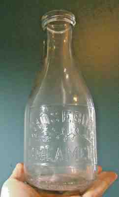 Vintage ROSEBUD CREAMERY One Quart Milk Bottle