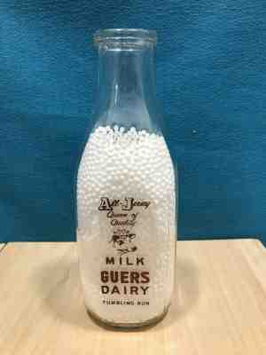 Vintage TSPQ Guers Dairy Tumbling Run, PA Pottsville Milk Bottle, One Quart 