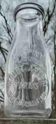 Mount Ararat Farms Port Deposit MD Maryland 1 pt one pint milk bottle 1 ON EBAY!