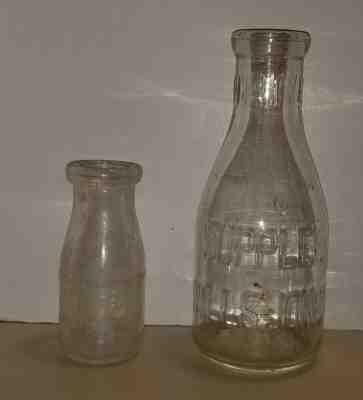 Lot of 2 Vintage Supplee Wills Jones Milk Bottles 1 Qt & Half PintPhiladelpha PA