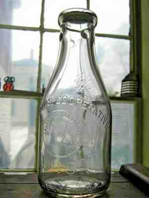Workers COOP Union Lawrence MA  Quart Milk Bottle 1935 O/I