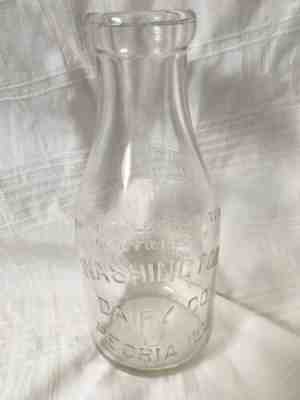 Vintage Quart Milk Bottle Washington Dairy Co. Peoria Illinois