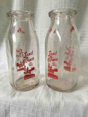 Vintage Half Pint Milk Bottle Land O' Pines Lufkin Texas 