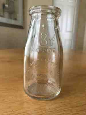 Vintage Half Pint Glass Milk Bottle Dairy Container Corporation Detroit Michigan